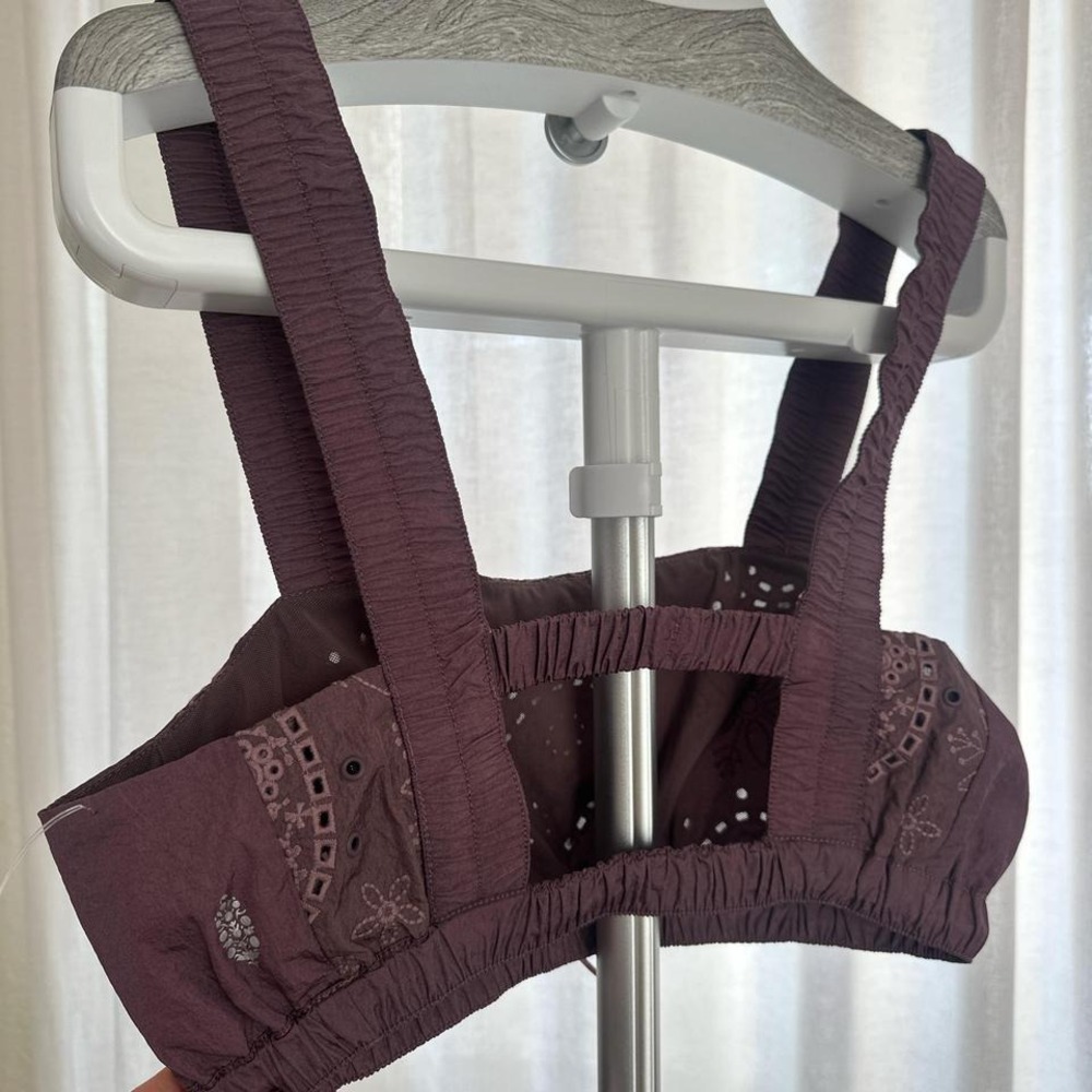NWOT Free People Nylon Eyelet Embroidered Lilac Purple Athletic Sports Bra - Picture 8 of 8